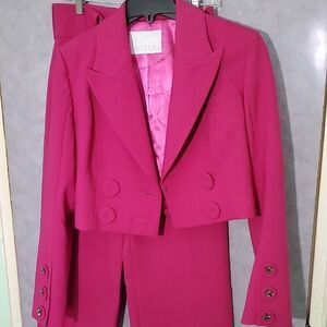 Fuchsia Double-Breasted Suit Set